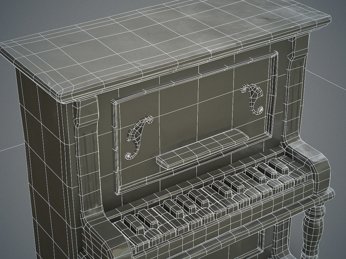 Dusty piano Low-poly 3D model_20