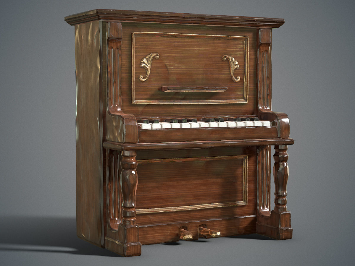 Dusty piano Low-poly 3D model_1