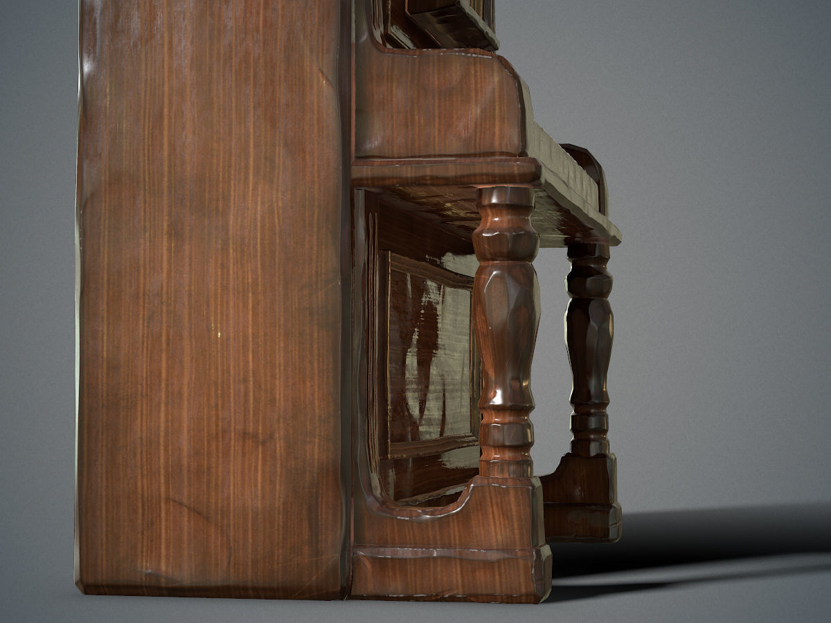 Dusty piano Low-poly 3D model_16