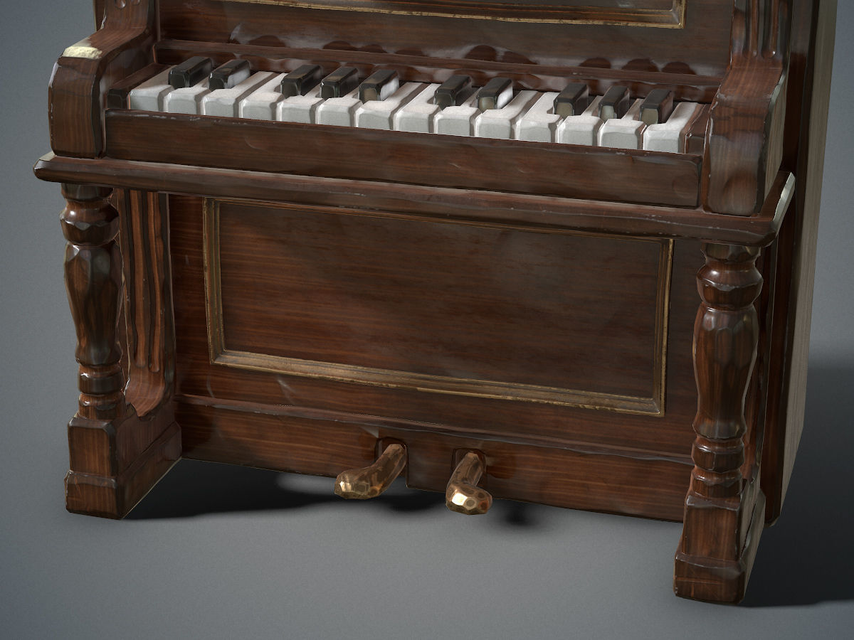 Dusty piano Low-poly 3D model_10