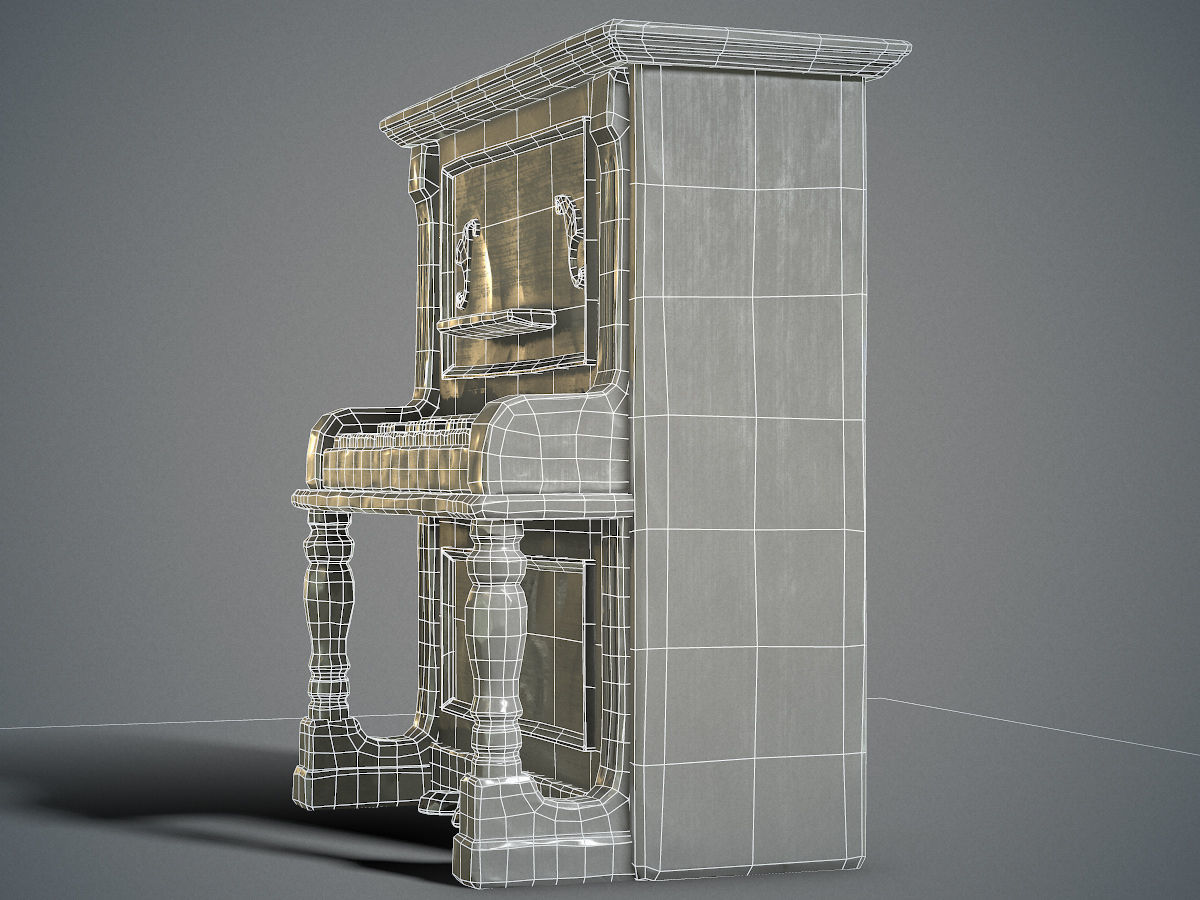 Dusty piano Low-poly 3D model_8