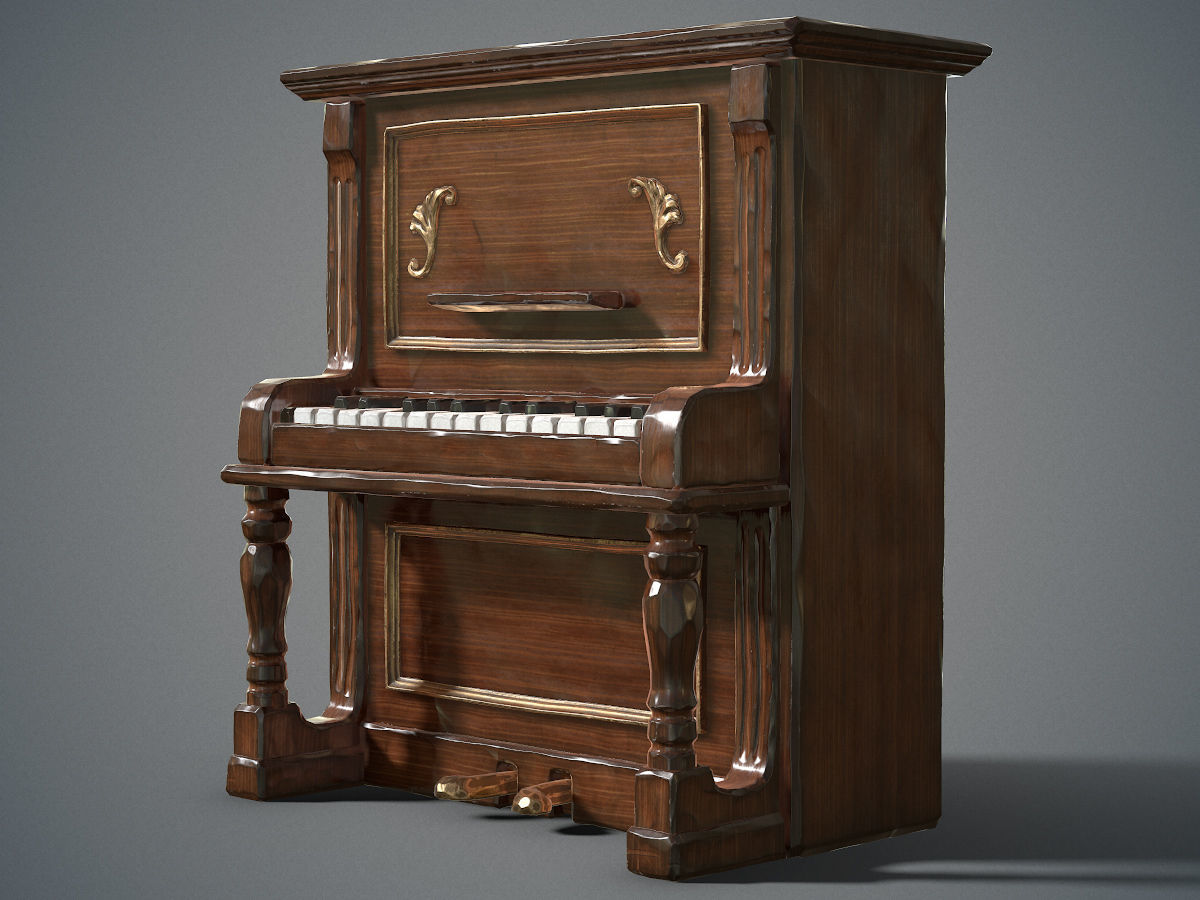 Dusty piano Low-poly 3D model_4