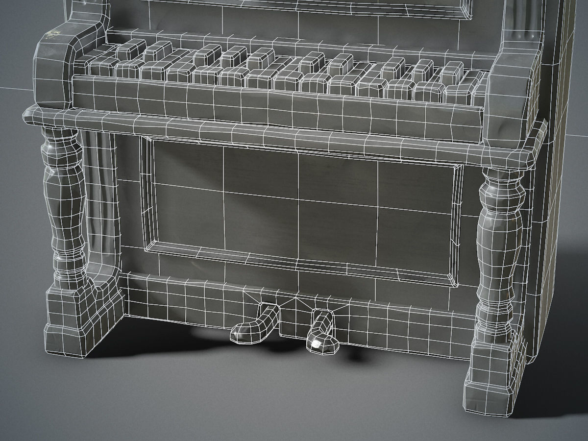 Dusty piano Low-poly 3D model_11
