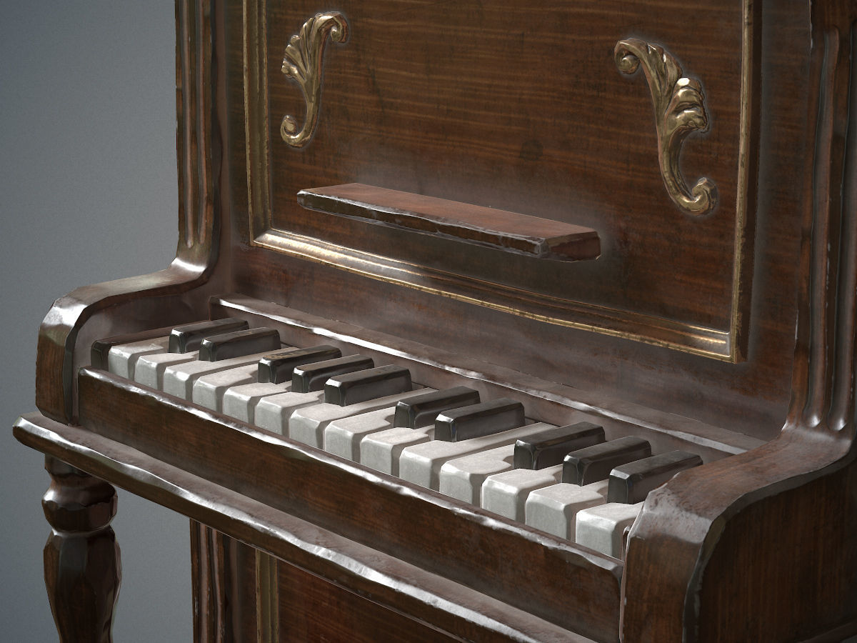 Dusty piano Low-poly 3D model_12