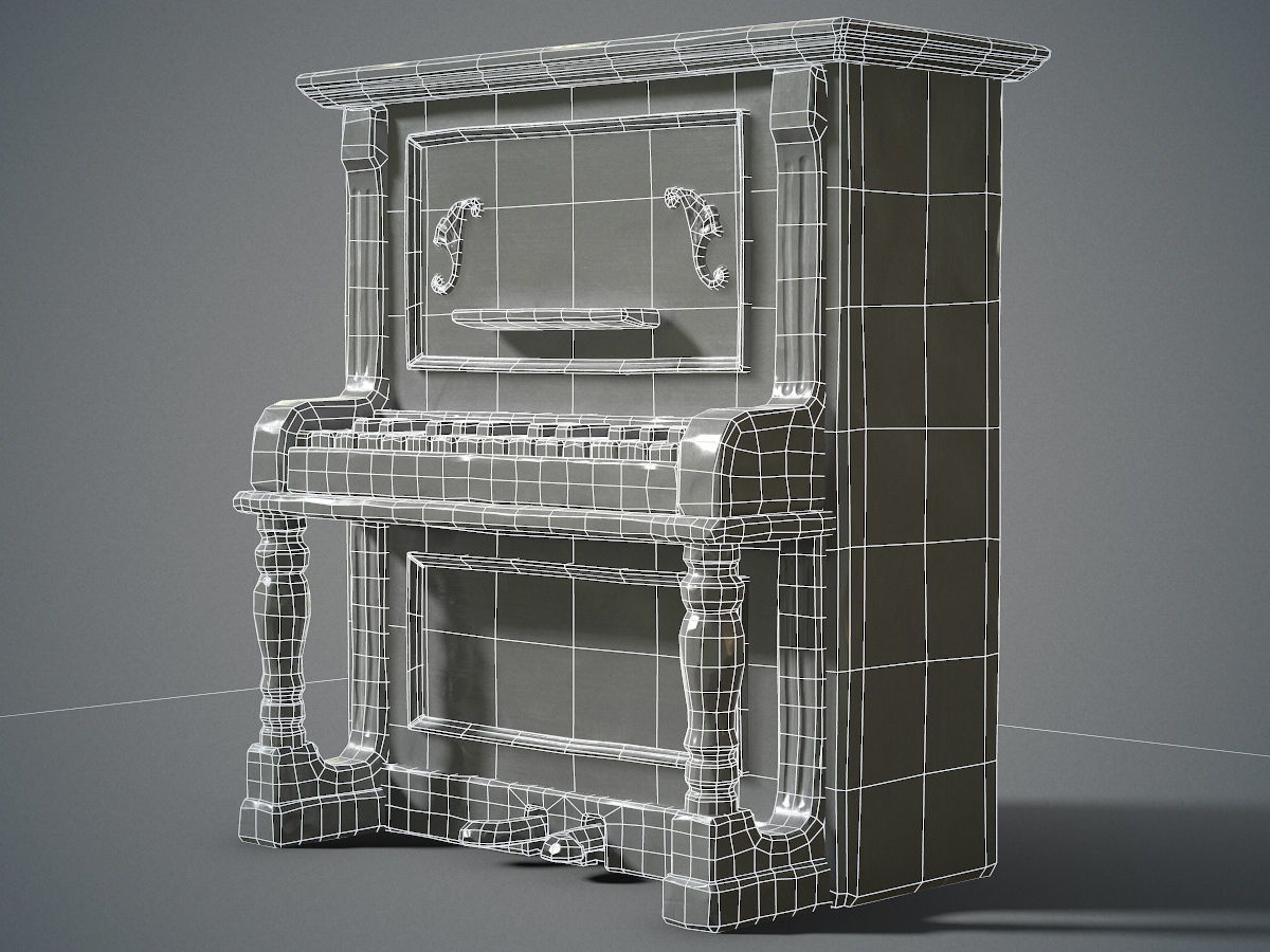 Dusty piano Low-poly 3D model_5