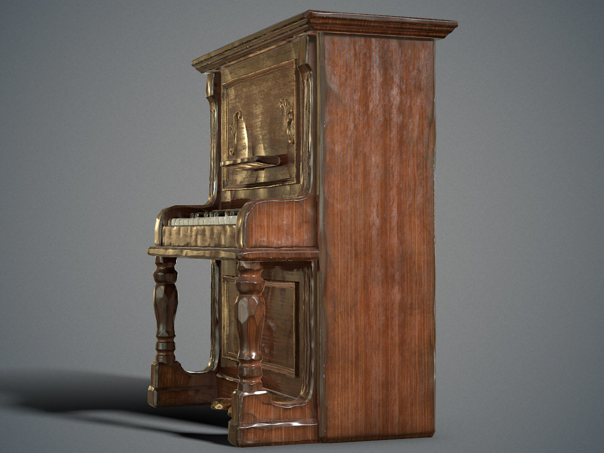 Dusty piano Low-poly 3D model_7
