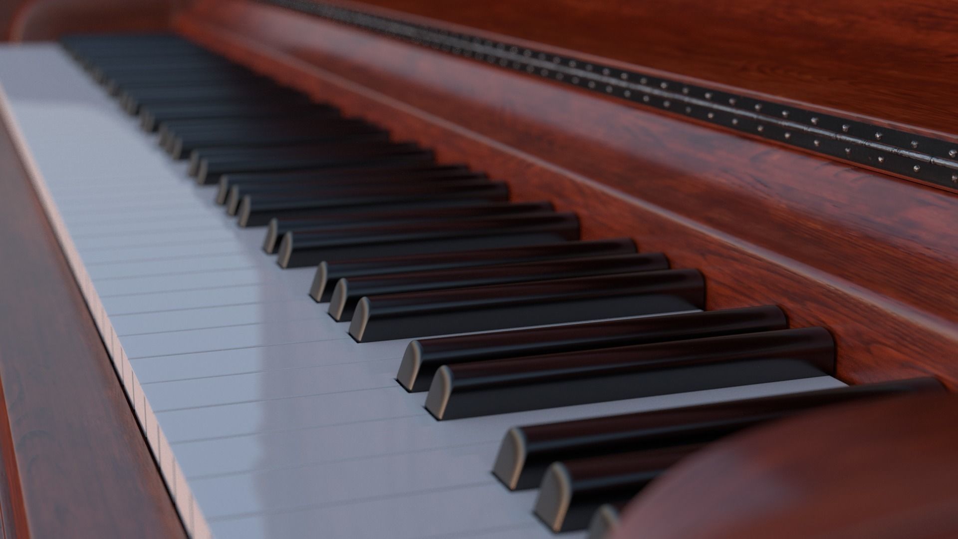 Carved Gabler Victorian Upright Piano  3D model_5