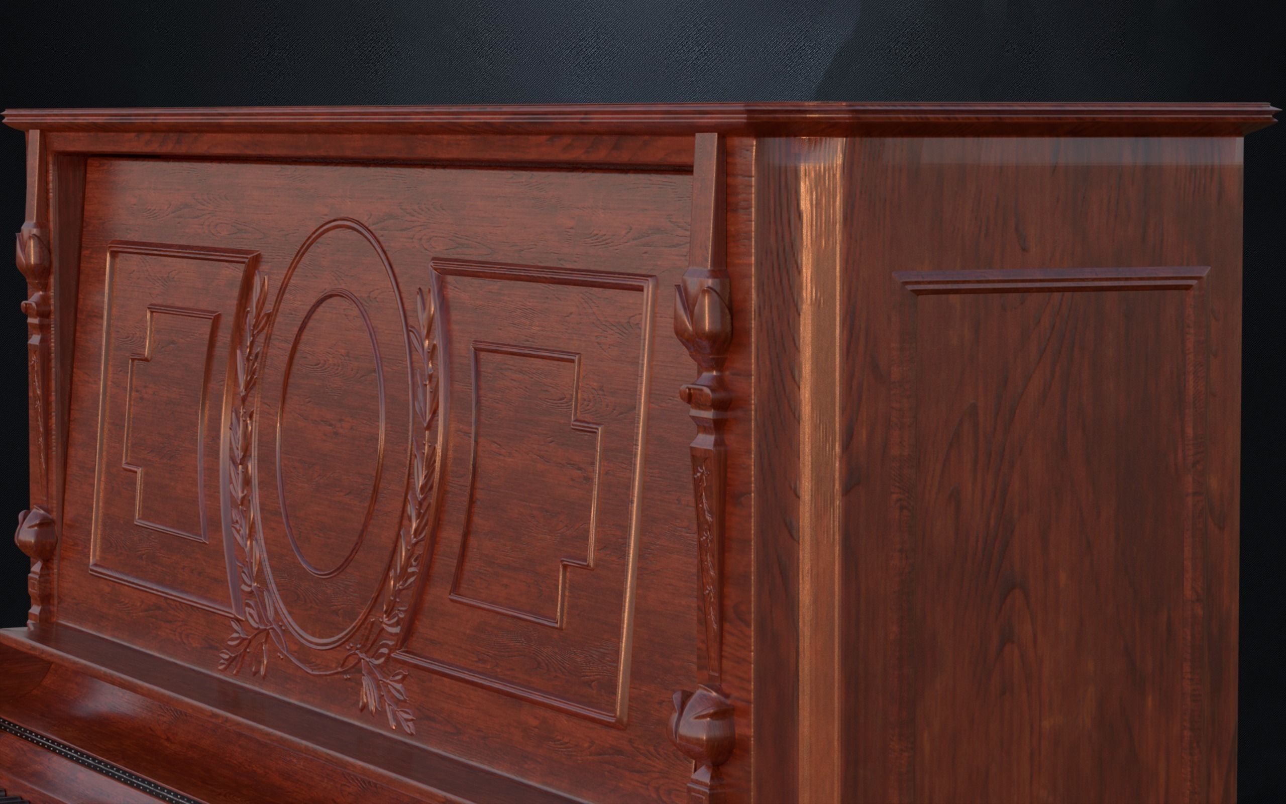 Carved Gabler Victorian Upright Piano  3D model_8