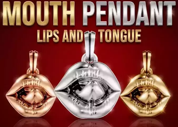 Mouth Lips and Tongue Pendant 3D Print Model stl obj