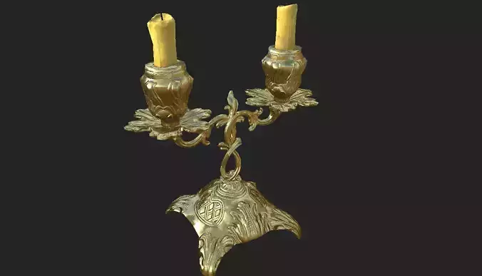 Candlestick lowpoly PBR ornate gold candle holder Low-poly 3D model