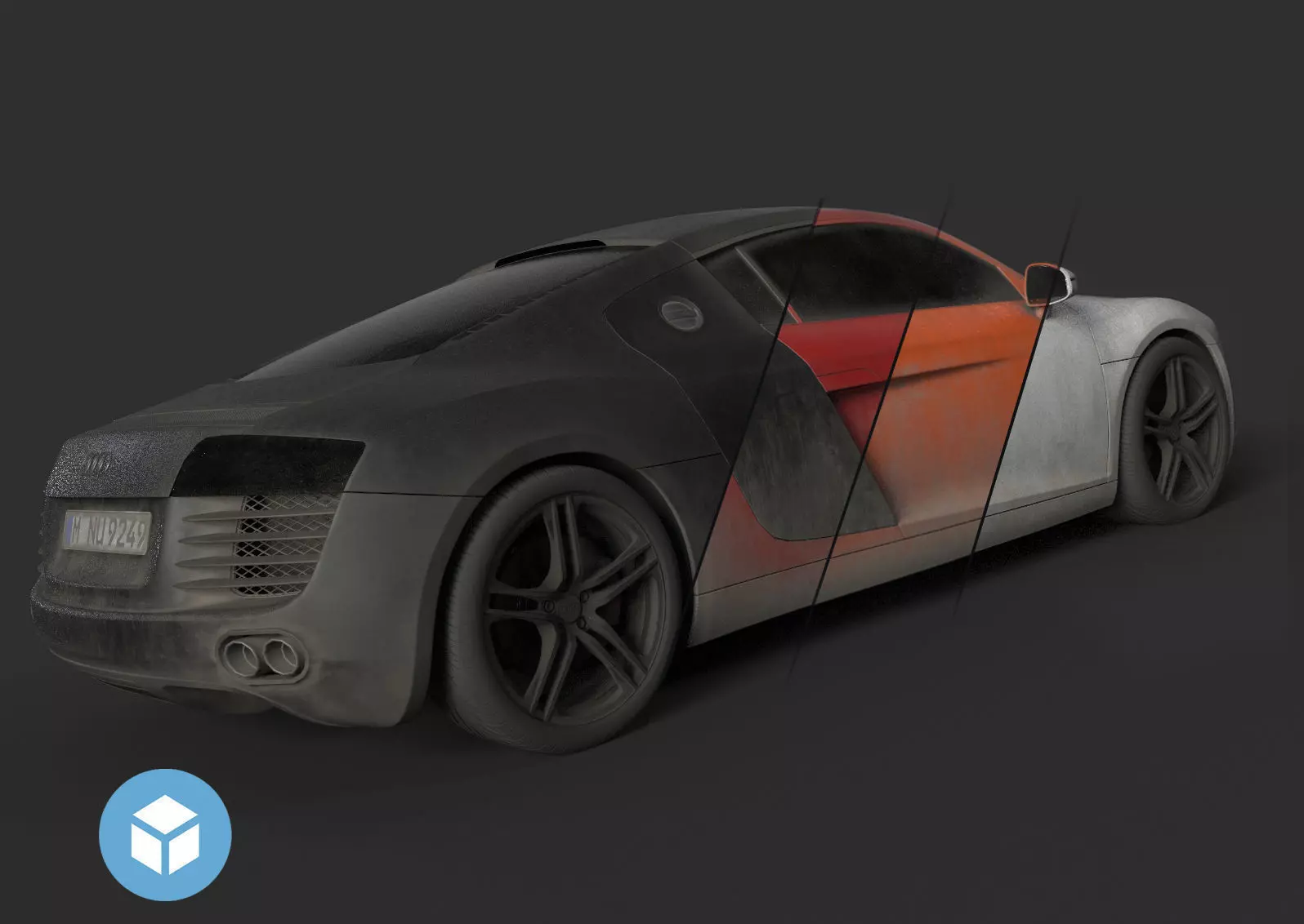 Audi r8 Low-poly 3D model_0