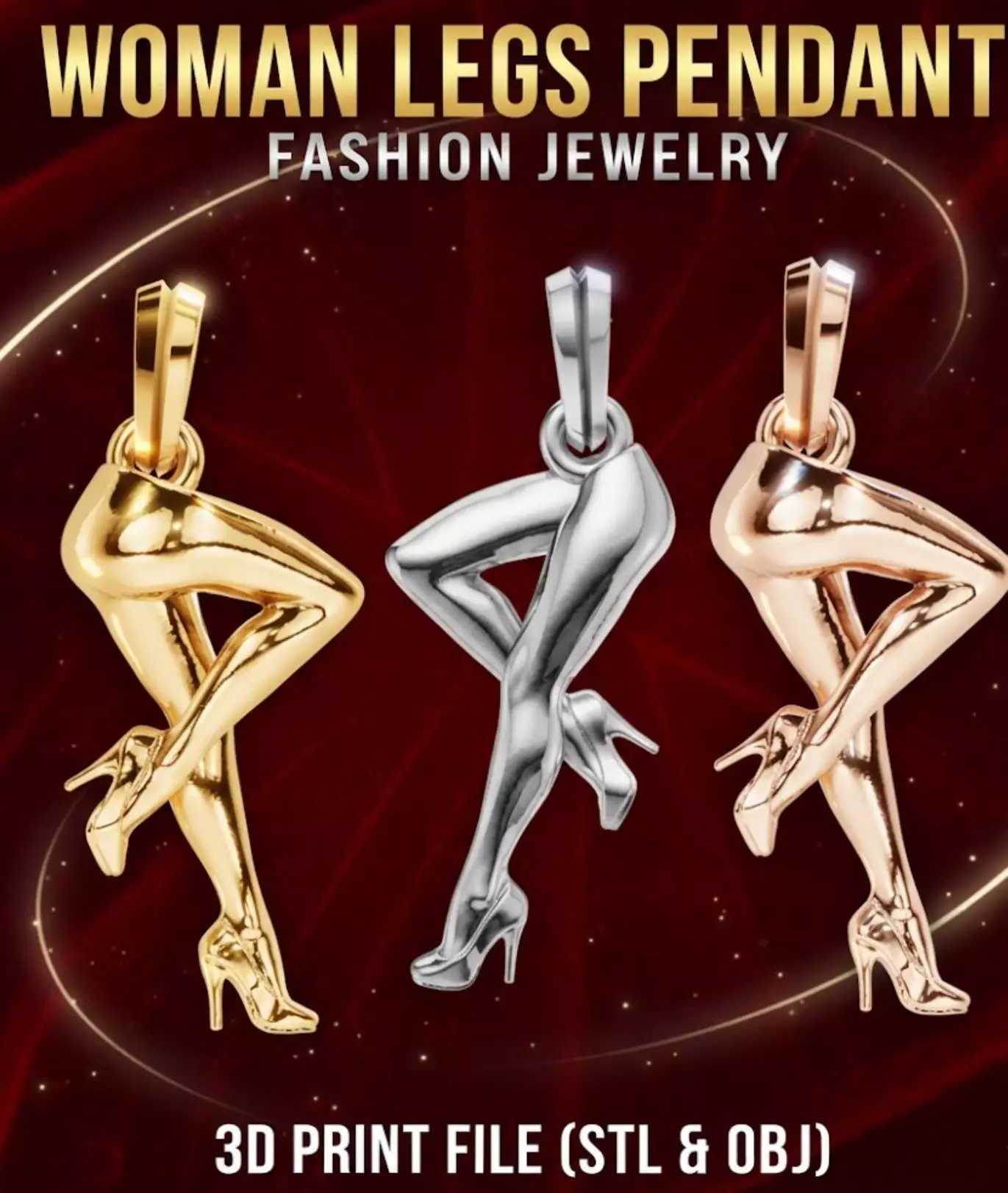 Elegant Woman Legs Pendant - Fashion Jewelry 3D Print Model 3D print model