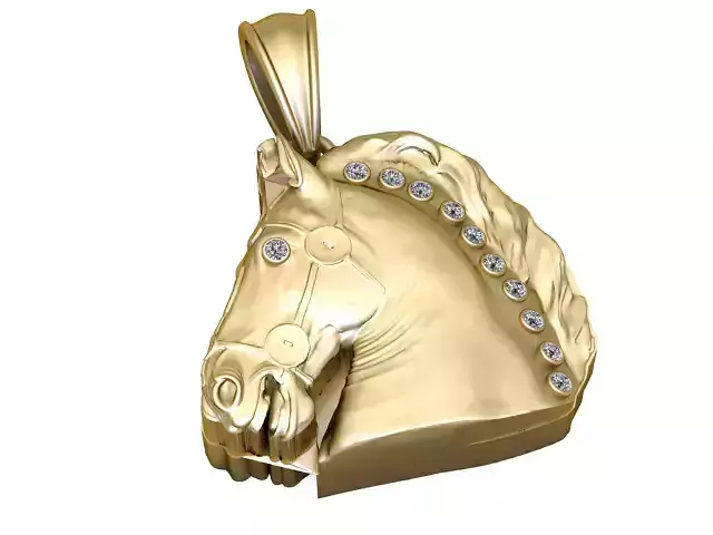 Luxury Horse Head Pendant with Gemstone Mane 3D Printable 3D print model
