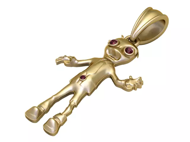 Luxury Alien Character Pendant with Gemstone Eyes 3D Printable 3D print model