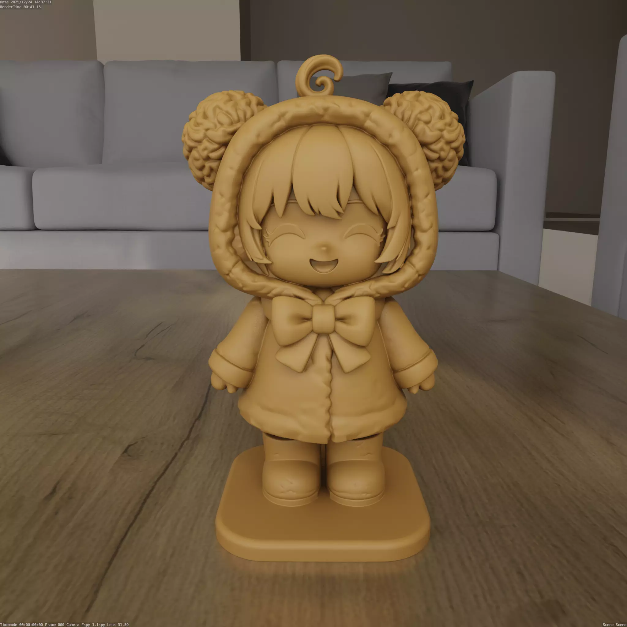 Cute Smiling Girl Desk Companion STL Joyful 3D Print 3D print model