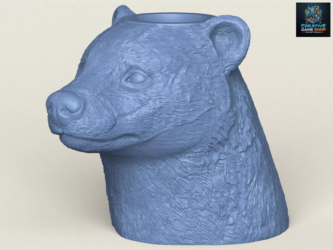 Badger Animal Head Vase 3D print model