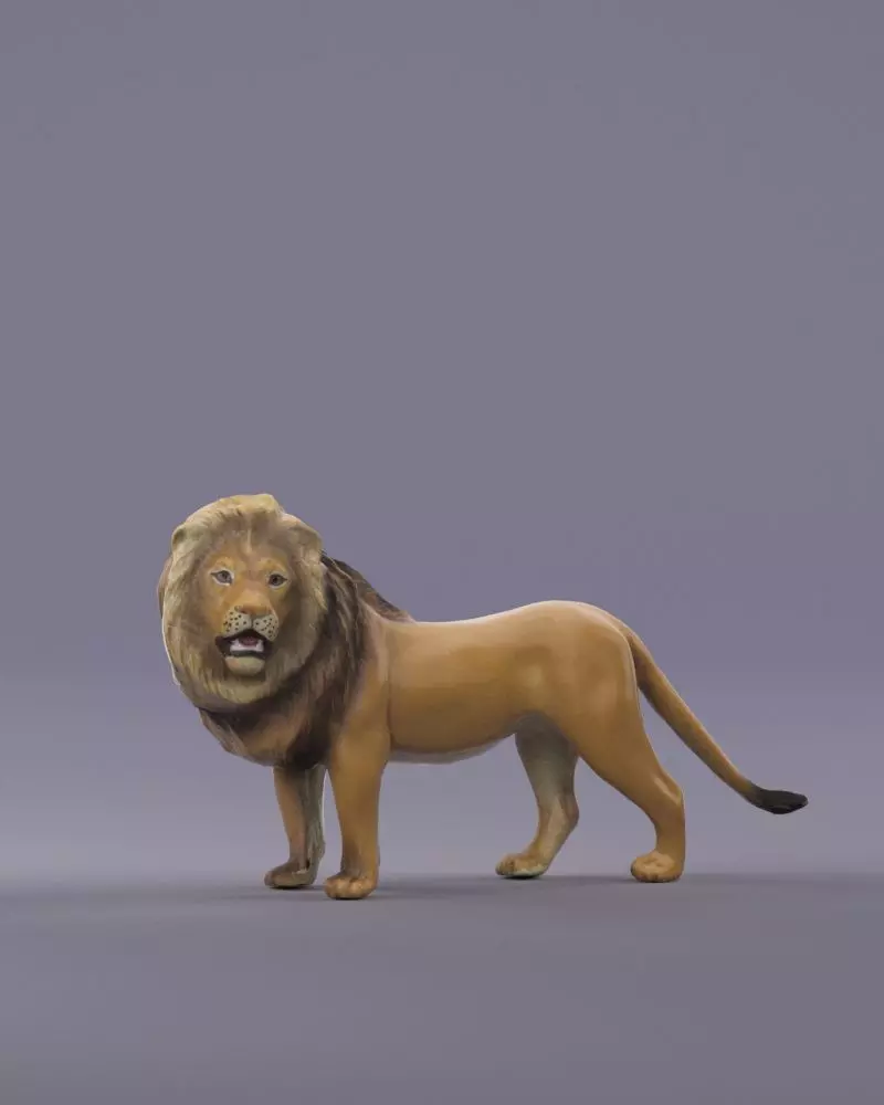 002359 Realistic African Lion Sculpture Lowpoly Free low-poly 3D model