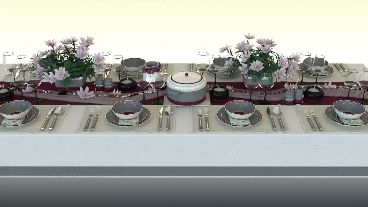 dinner table set Free 3D model