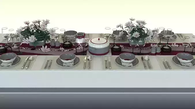 dinner table set Free 3D model