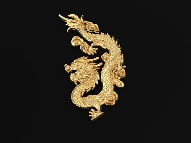3D Golden Dragon For Ring Pendant Decor 3D print model