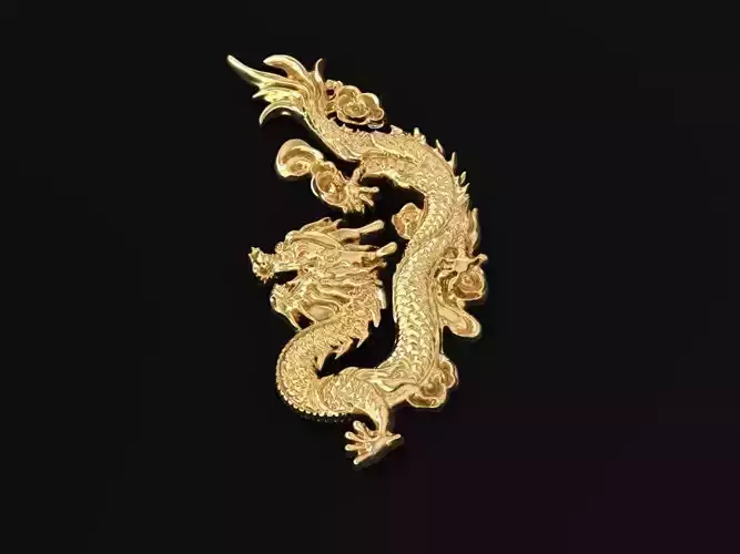 3D Golden Dragon For Ring Pendant Decor
