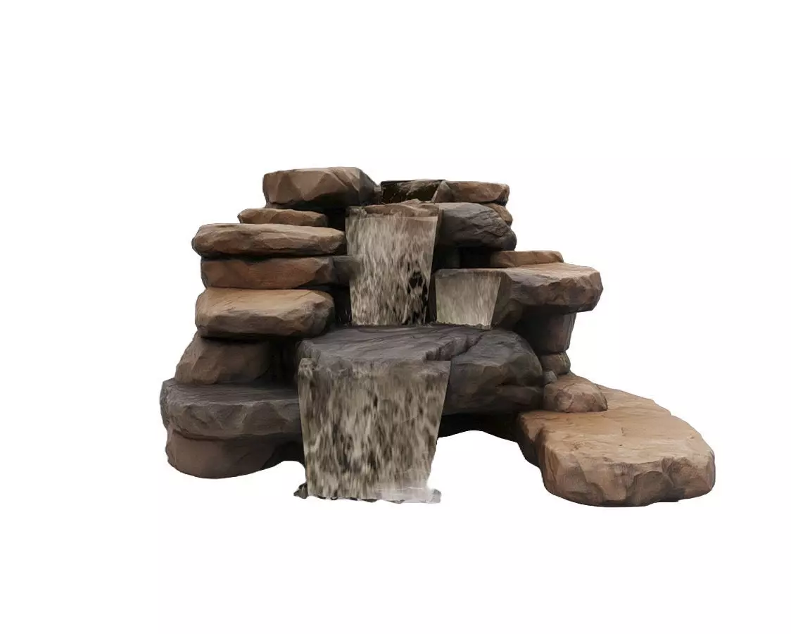4-Tier Rock Waterfall 3D model
