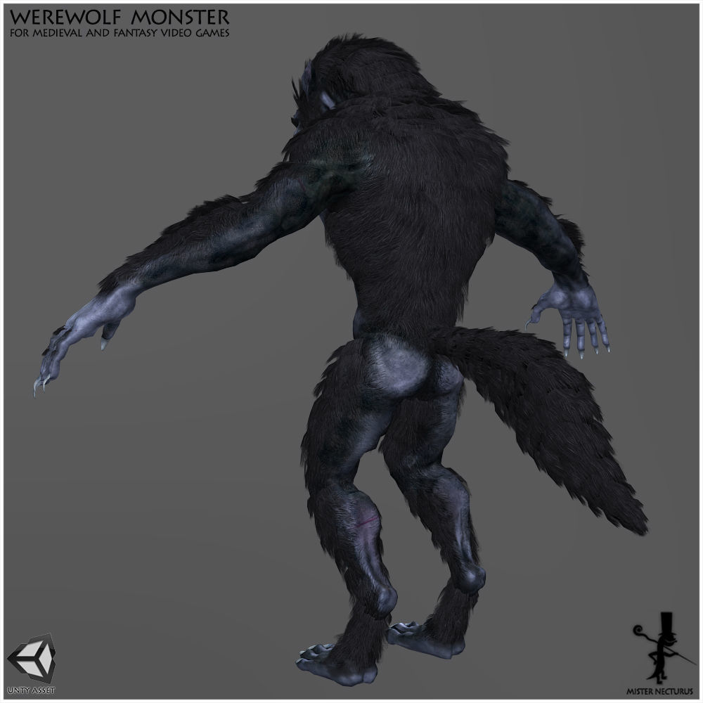 Animated Werewolf Light Version Low-poly 3D model_9
