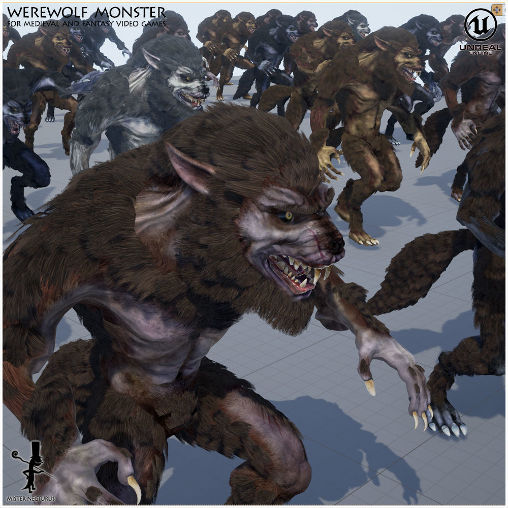 Animated Werewolf Light Version Low-poly 3D model_13