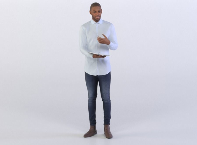 Man Andrew 0330 in Jeans and Shirts with a Documents in His Hands