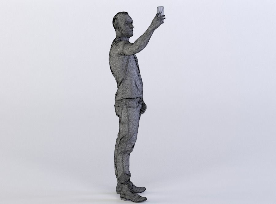 Man Pierre 0299 in Jeans and Shirt Taking a Selfie 3D model_7