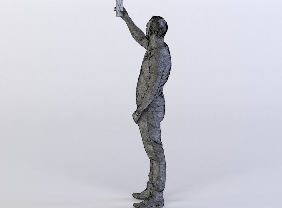 Man Pierre 0299 in Jeans and Shirt Taking a Selfie 3D model_5