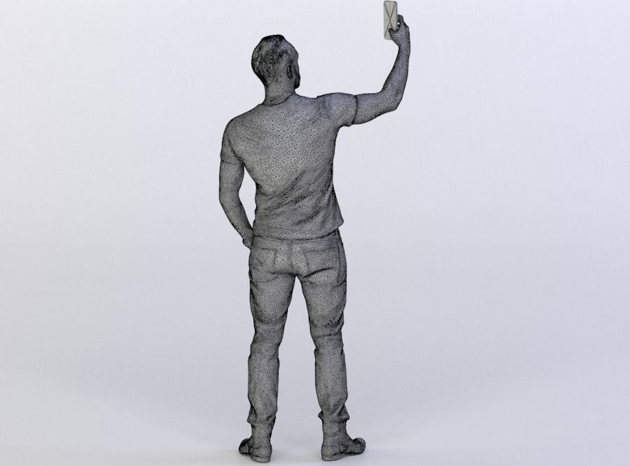 Man Pierre 0299 in Jeans and Shirt Taking a Selfie 3D model_6
