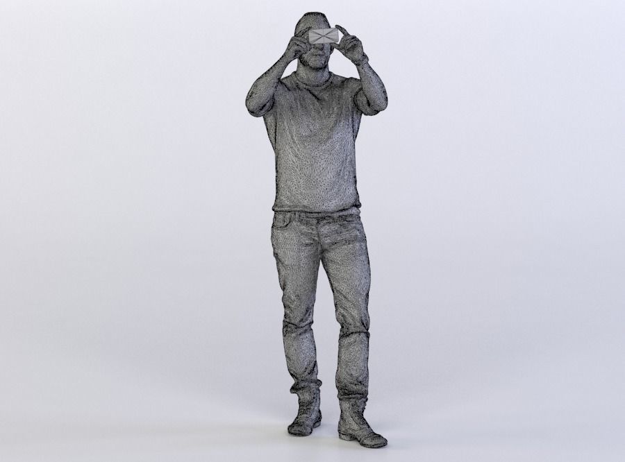 Man Pierre 0302 in Jeans and Shirt Taking a Photo 3D model_4
