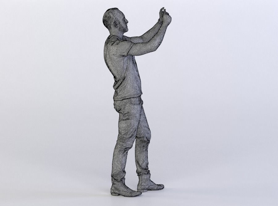 Man Pierre 0302 in Jeans and Shirt Taking a Photo 3D model_7