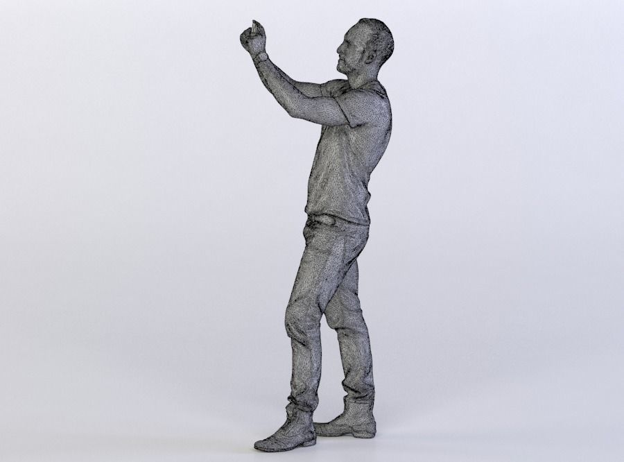 Man Pierre 0302 in Jeans and Shirt Taking a Photo 3D model_5