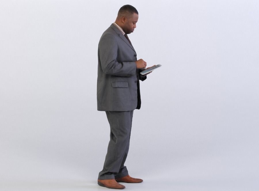 Business Man 0319 in a Suit Using a Tablet 3D model_3