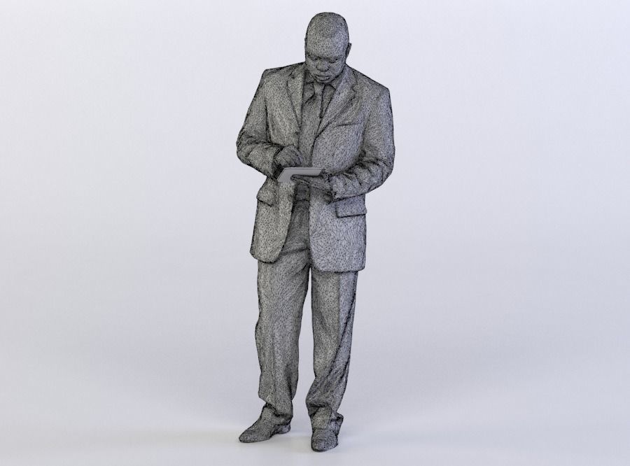 Business Man 0319 in a Suit Using a Tablet 3D model_4