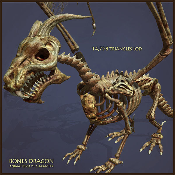 Bones Dragon Light Version Low-poly 3D model_9
