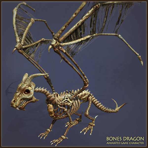 Bones Dragon Light Version Low-poly 3D model_7