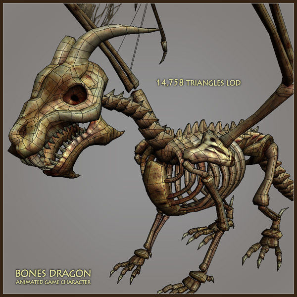 Bones Dragon Light Version Low-poly 3D model_3