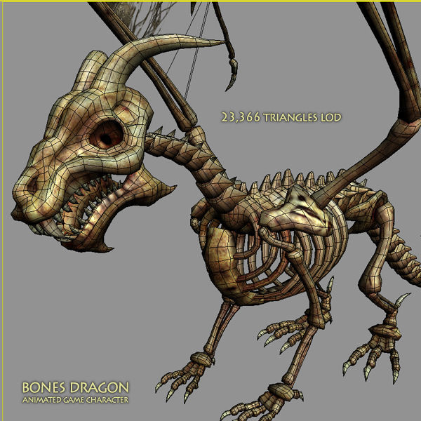 Bones Dragon Light Version Low-poly 3D model_10