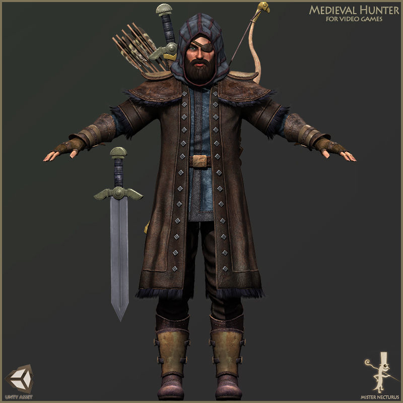 Animated Hunter Light Version Low-poly 3D model_2