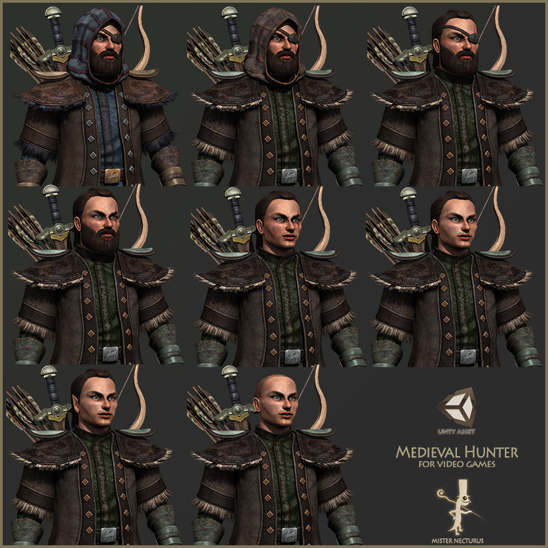 Animated Hunter Light Version Low-poly 3D model_12