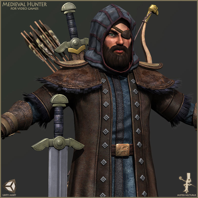 Animated Hunter Light Version Low-poly 3D model_7