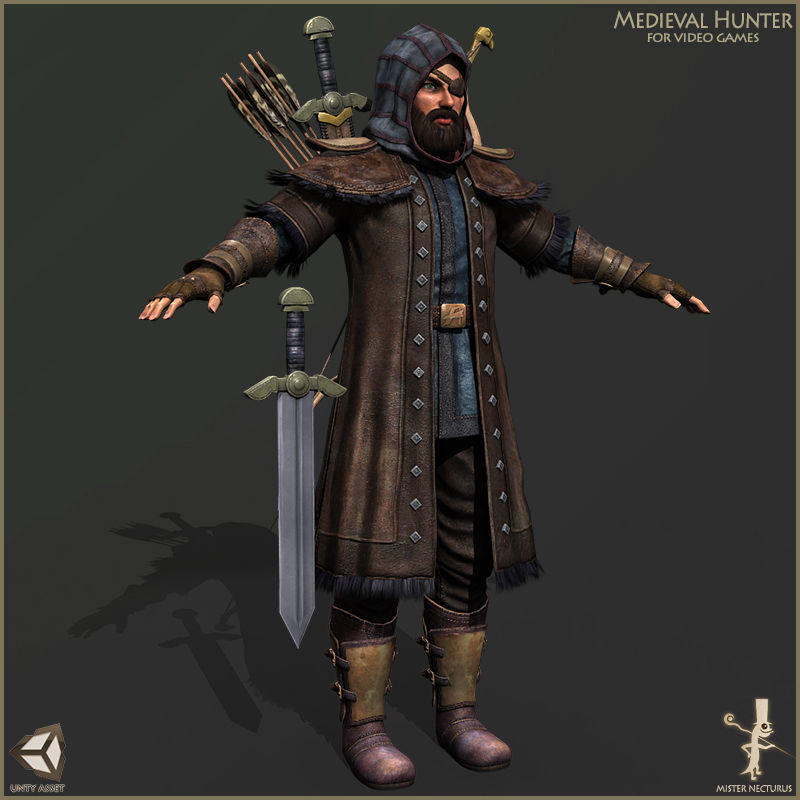 Animated Hunter Light Version Low-poly 3D model_4