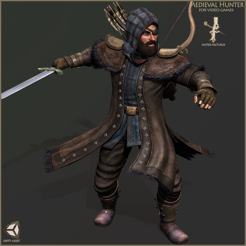 Animated Hunter Light Version Low-poly 3D model_14