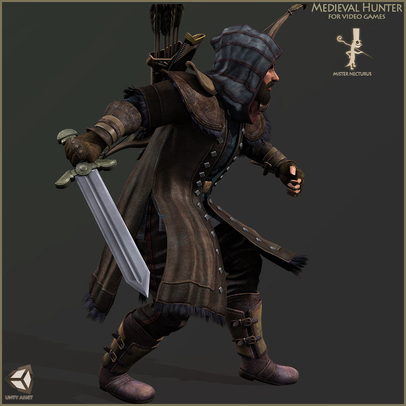 Animated Hunter Light Version Low-poly 3D model_15