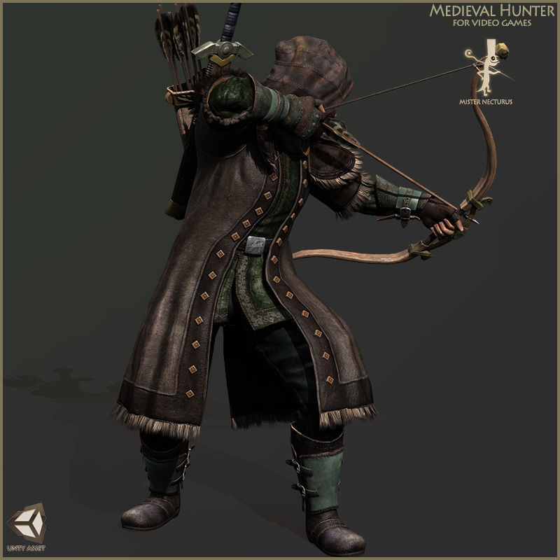 Animated Hunter Light Version Low-poly 3D model_10