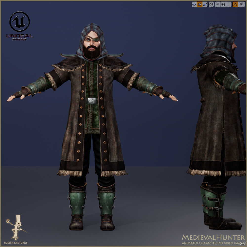 Animated Hunter Light Version Low-poly 3D model_18