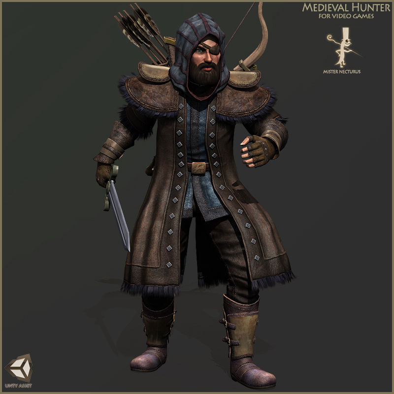 Animated Hunter Light Version Low-poly 3D model_16